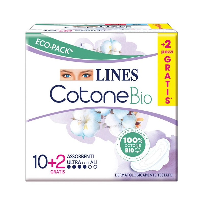 Lines cotone bio ultra ali 10+2 pezzi