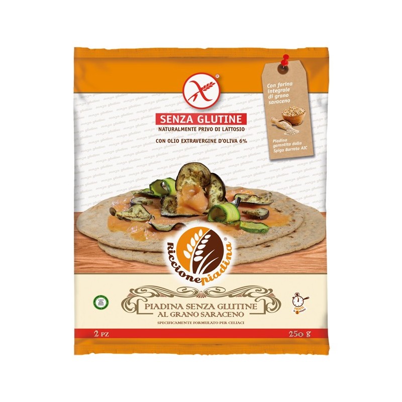 Riccione piadina senza glutine al grano saraceno 2 x 125 gfuori frigo Riccione piadina senza glutine al grano saraceno 2 x 125 gfuori frigo