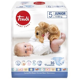 Trudi baby care pannolino bambini junior 11/25 kg 16 pezzi