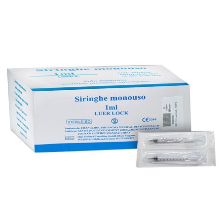 Siringa infusione e irrigazione monouso capacita' 1ml gauge25 luer lock 100 pezzi
