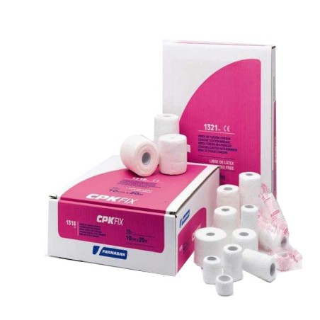 Farmaban cpk fix latex free 10cm x 20m benda elastica coesiva di fissazione latex free dispenser box 16 pezzi