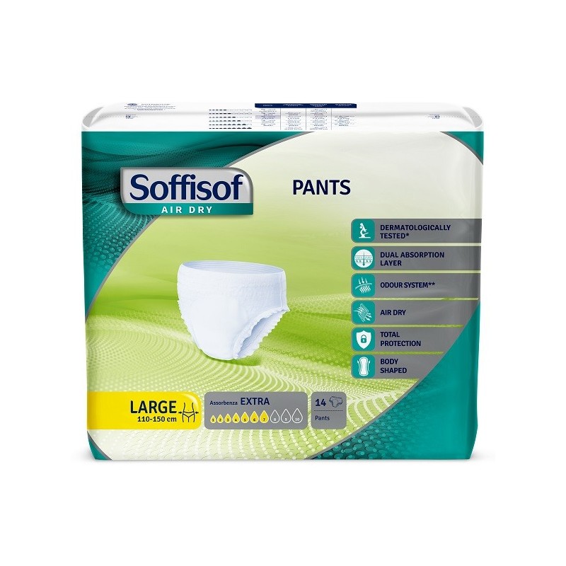 Pannolone soffisof air dry pants extra l 14 pezzi