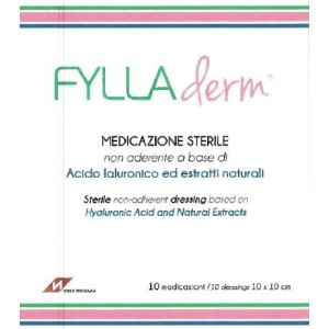 Medicazione non aderente fylladerm a base di acido ialuronico 10 x 10 cm 10 buste