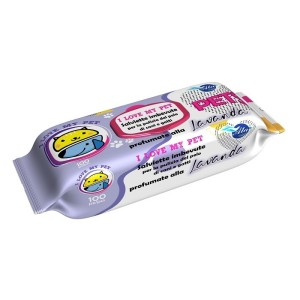 A+cure i love my pet salviette pop-up lavanda 100 pezzi ricarica