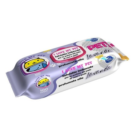 A+cure i love my pet salviette pop-up lavanda 100 pezzi ricarica