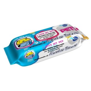 A+cure i love my pet salviette pop-up muschio bianco 100 pezzi ricarica