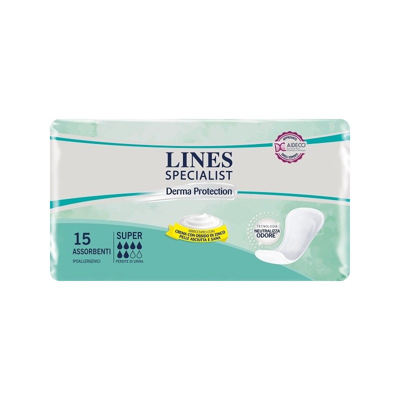 Pannolone per incontinenza lines specialist derma super 15 pezzi Pannolone per incontinenza lines specialist derma super 15 pezzi