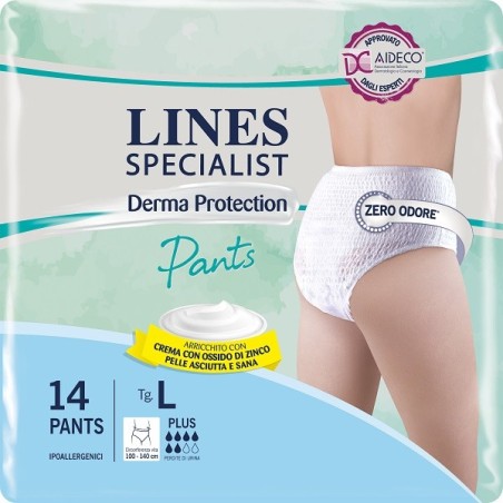 Pannolone per incontinenza lines specialist derma pants plusl 14 pezzi