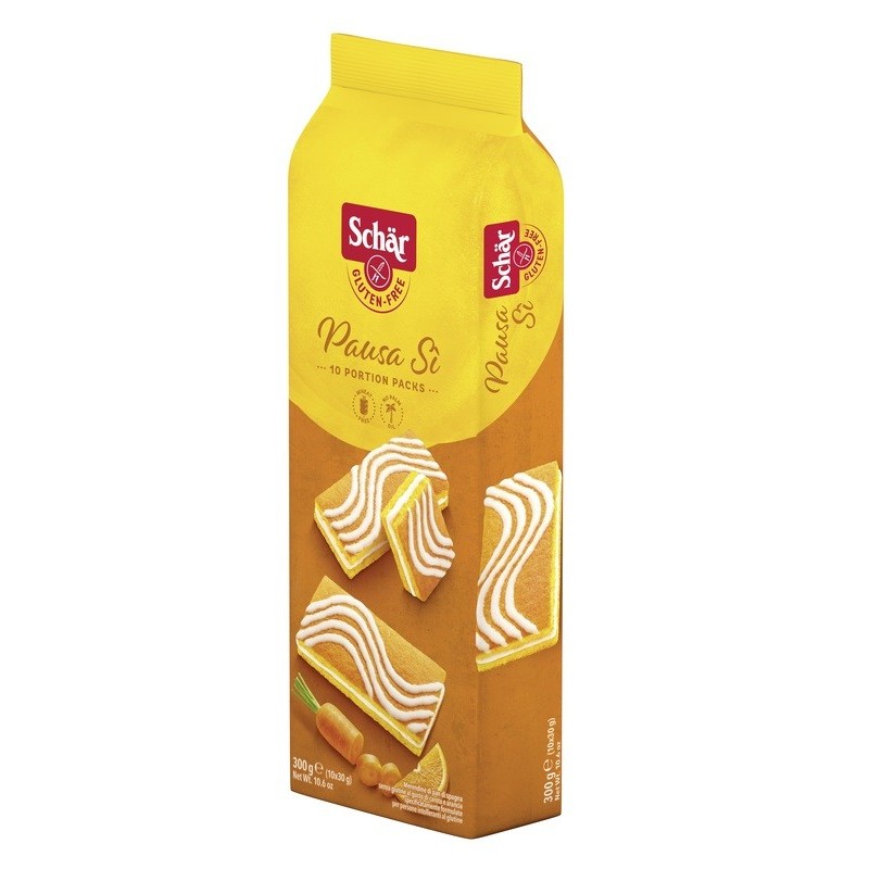 Schar pausa si' merendine di pan di spagna al gusto di carota e arancia 10 porzioni da 30 g Schar pausa si' merendine di pan di spagna al gusto di carota e arancia 10 porzioni da 30 g