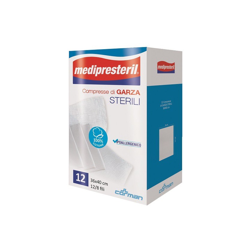 Garza compressa medipresteril 12/8 fu 36x40cm 12 pezzi