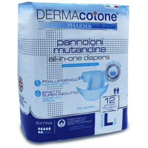 Pannolone mutandina per incontinenza dermacotone l 12 pezzi