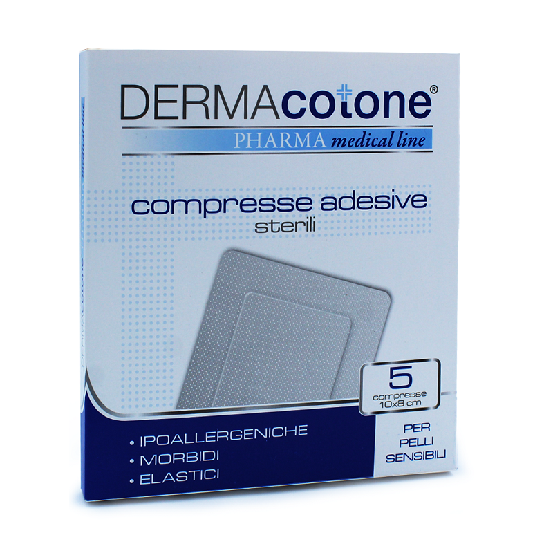 Compressa adesiva dermacotone 10x8cm 5 pezzi