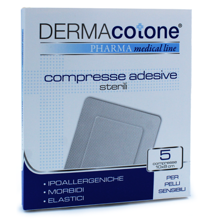 Compressa adesiva dermacotone 10x8cm 5 pezzi