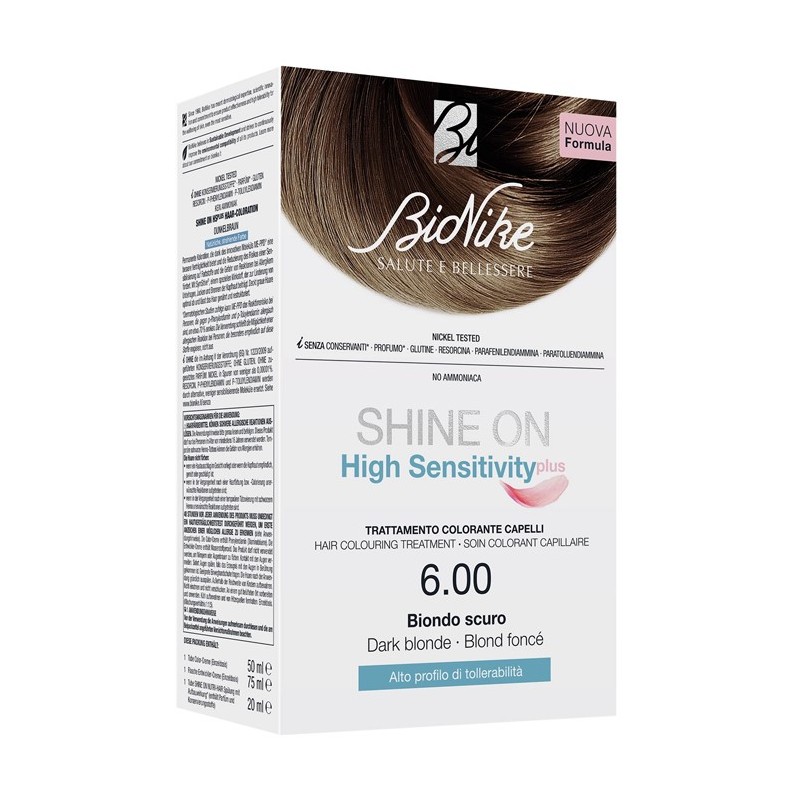 Shine on high sensitivity plus biondo scuro 6,00 rivelatorein crema 75 ml + crema colorante 50 ml