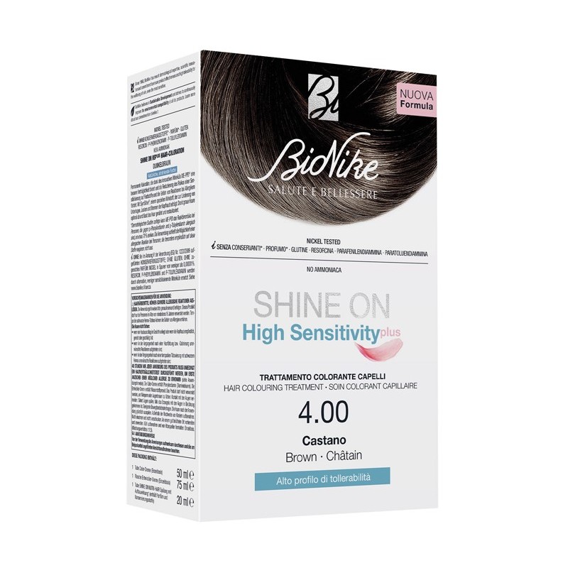 Shine on high sensitivity plus castano 4,00 rivelatore in crema 75 ml + crema colorante 50 ml