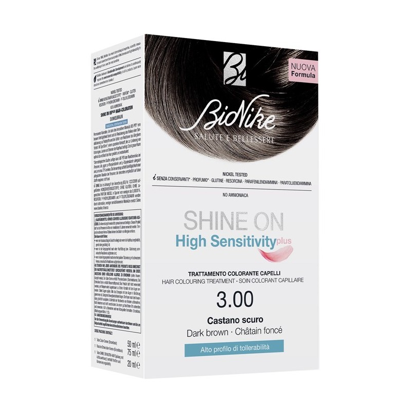 Shine on high sensitivity plus castano scuro 3,00 rivelatorein crema 75 ml + crema colorante 50 ml