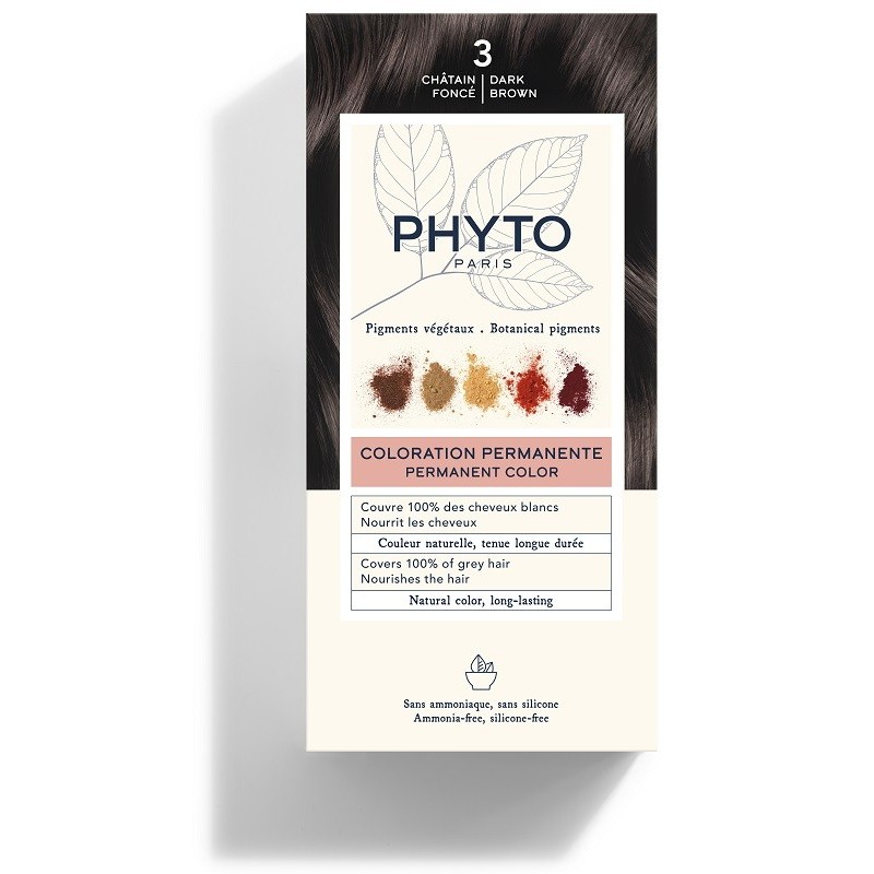 Color kit 3 castano scuro latte rivelatore 50 ml + crema colorante 50 ml + maschera protettiva colore 12 ml + guanti