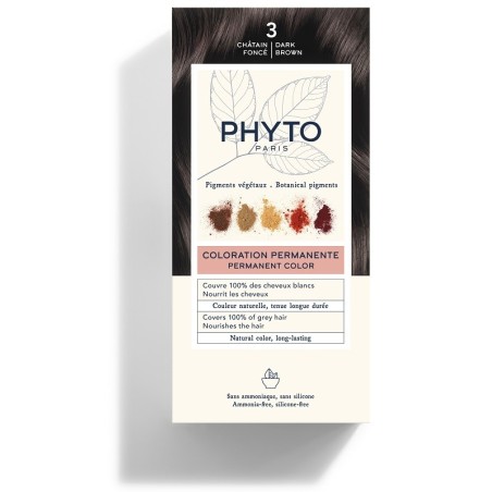 Color kit 3 castano scuro latte rivelatore 50 ml + crema colorante 50 ml + maschera protettiva colore 12 ml + guanti