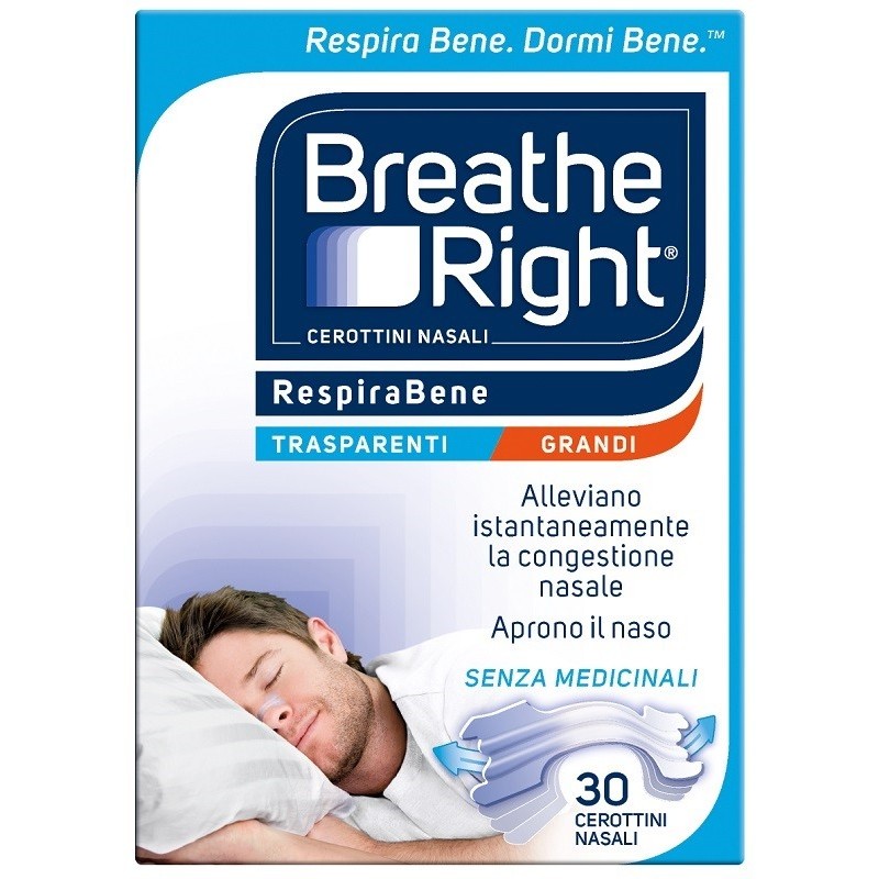 Cerotti nasali breathe right trasparenti grandi 30 pezzi Cerotti nasali breathe right trasparenti grandi 30 pezzi