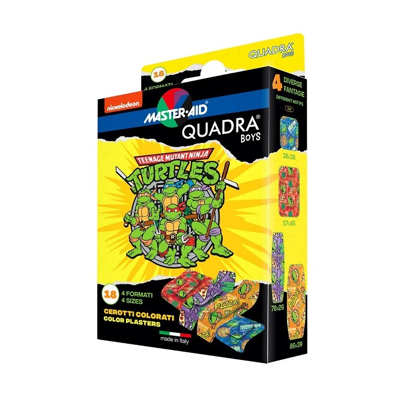 Cerotto master-aid quadra boys ninja turtles assortiti 18 pezzi Cerotto master-aid quadra boys ninja turtles assortiti 18 pezzi