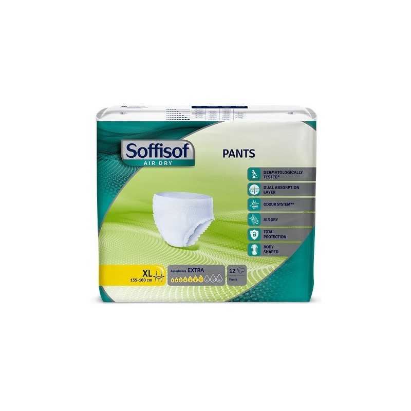 Pannolone soffisof air dry pants extra extra large 12 pezzi