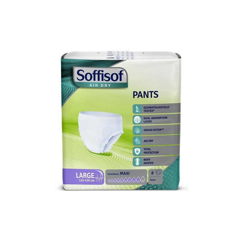 Pannolone soffisof air dry pants maxi large 8 pezzi Pannolone soffisof air dry pants maxi large 8 pezzi