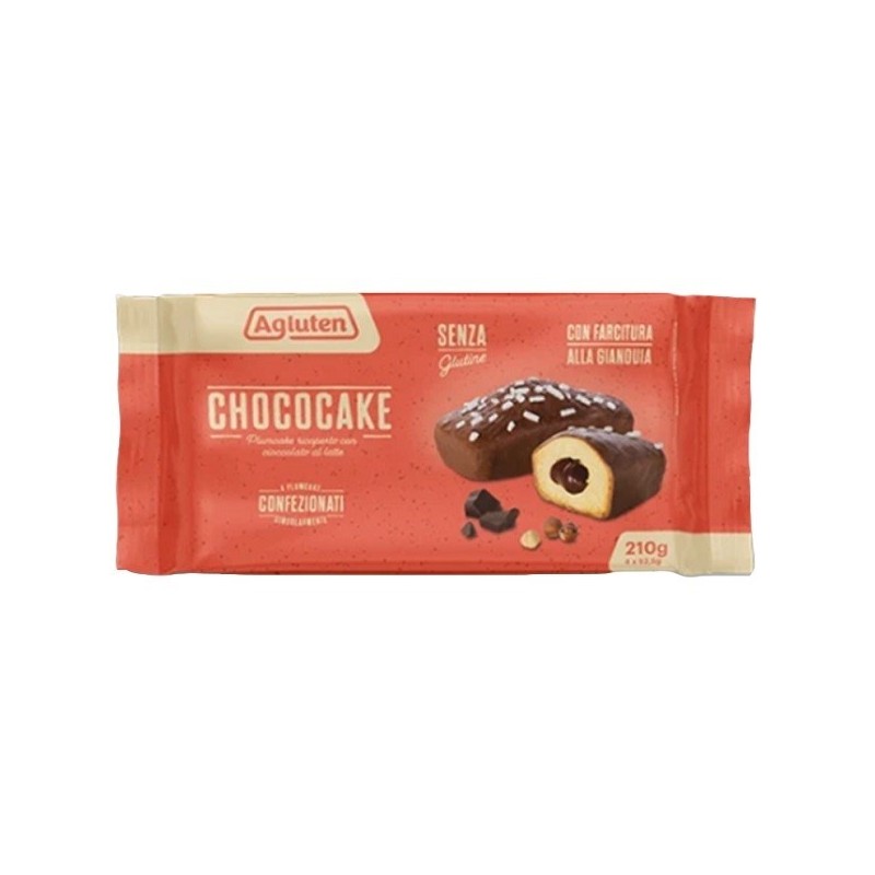 Agluten chococake 4 plumcake ricoperti con cioccolato al latte con farcitura alla gianduia x 52,5g