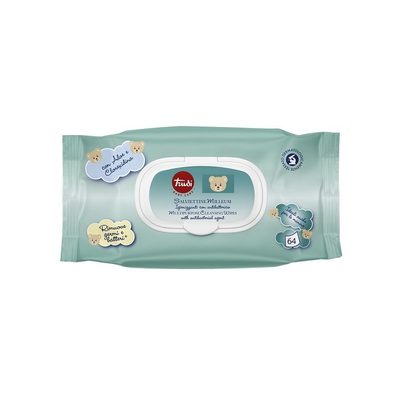 Trudi baby care salviettine igienizzanti antibatterico 64 pezzi