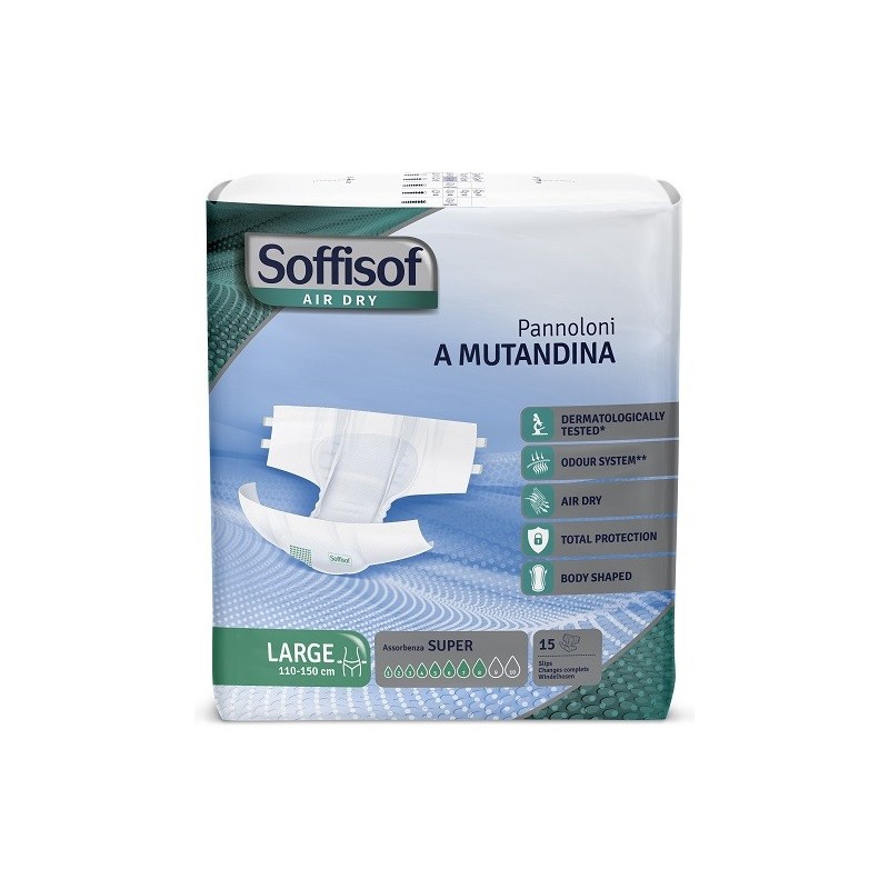 Pannolino mutandina air dry soffisof super l 15 pezzi