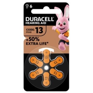 Duracell easy tab 13 arancio batteria per apparecchio acustico 6 pezzi
