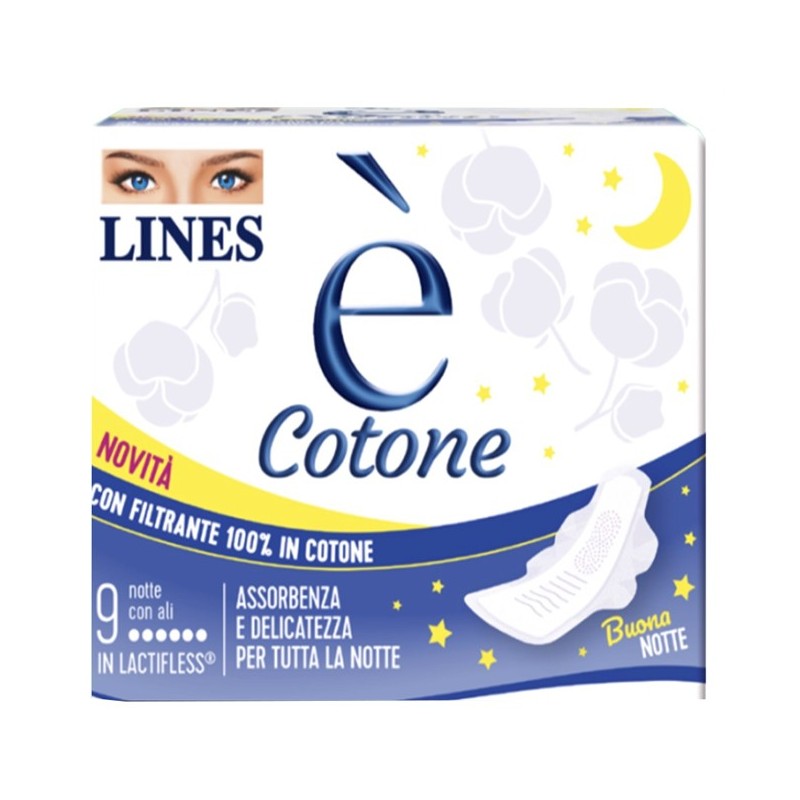 Lines e' cotone ali assorbente esterno notte 9 pezzi