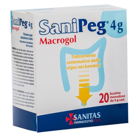 Sanipeg macrogol polvere per soluzione orale 20 bustine da 4g Sanipeg macrogol polvere per soluzione orale 20 bustine da 4g