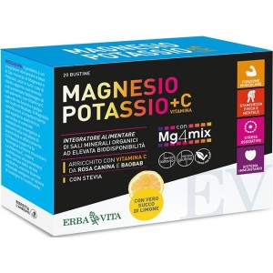 Magnesio potassio +c vitamina gusto limone 20 bustine da 3,8g