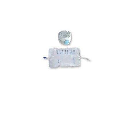 Sacca raccogli urina da gamba per incontinenza in pvc 750 mltubo raccordo diritto 10 cm+rubinetto scarico+valvola antireflusso+2