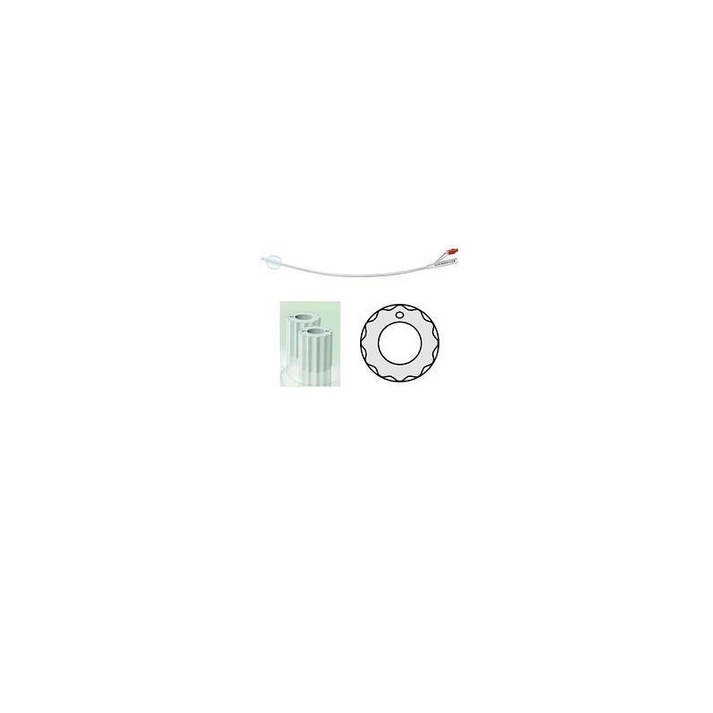 Catetere vescicale in silicone profilcath plus scanalato 2 vie ch14 lunghezza 31 cm punta cilindrica 2 fori contrappostipallonci