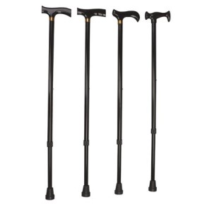 Bastone brio pieghevole in alluminio anodizzato con puntaliantiscivolo regolabile in altezza da 77,5 a 87,5cm nero impugnatura i