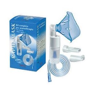 Kit completo prontex rapid mask per aerosolterapia con ampolla plastica +maschera per adulti +tubo pressione +accessorionasale +