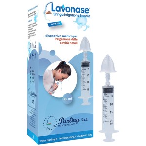 Lavonase irrigazione nasale non sterile siringa 20 ml + luer-lock con cappuccio + ugello nasale con raccordo luer-lock +perforat