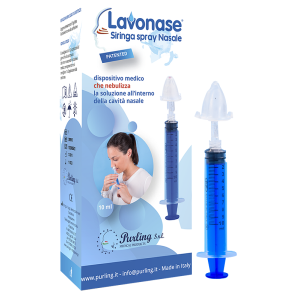 Lavonase siringa spray nasale non sterile 10 ml luer-lock con cappuccio + ugello nasale con raccordo luer-lock + perforatore con