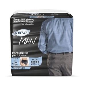 Pannolino serenity man pants black taglia large 12 pezzi