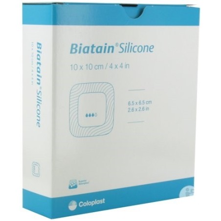 Medicazione biatain in schiuma di poliuretano con bordo adesivo in silicone lite 10x10 cm 10 pezzi Medicazione biatain in schiuma di poliuretano con bordo adesivo in silicone lite 10x10 cm 10 pezzi