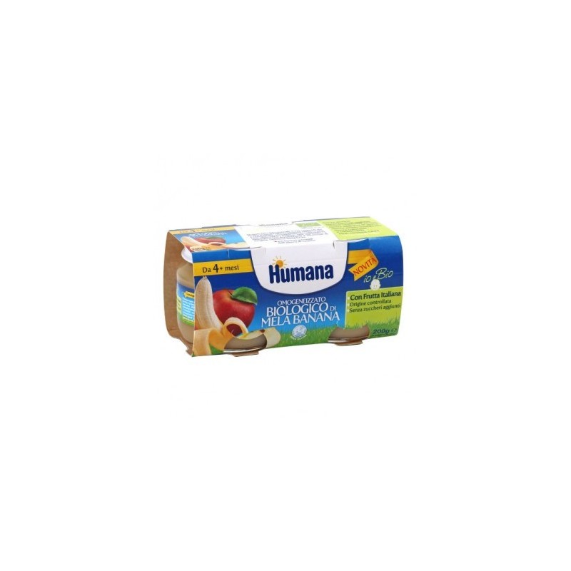 Humana omogeneizzato mela/banana bio 2 vasetti 100 g