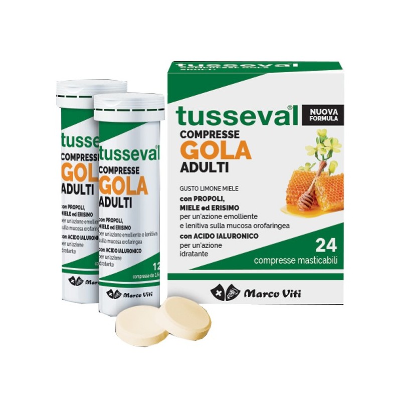 Tusseval gola adulti 24 compresse masticabili limone e miele Tusseval gola adulti 24 compresse masticabili limone e miele