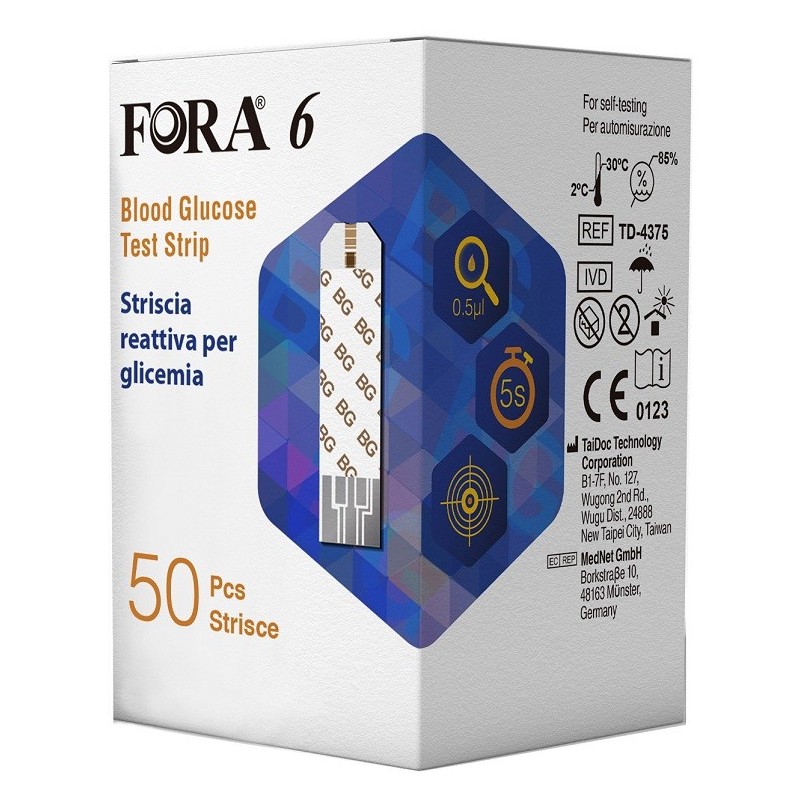 Strisce misurazione glicemia fora 6 connect box da 50 pezzi Strisce misurazione glicemia fora 6 connect box da 50 pezzi