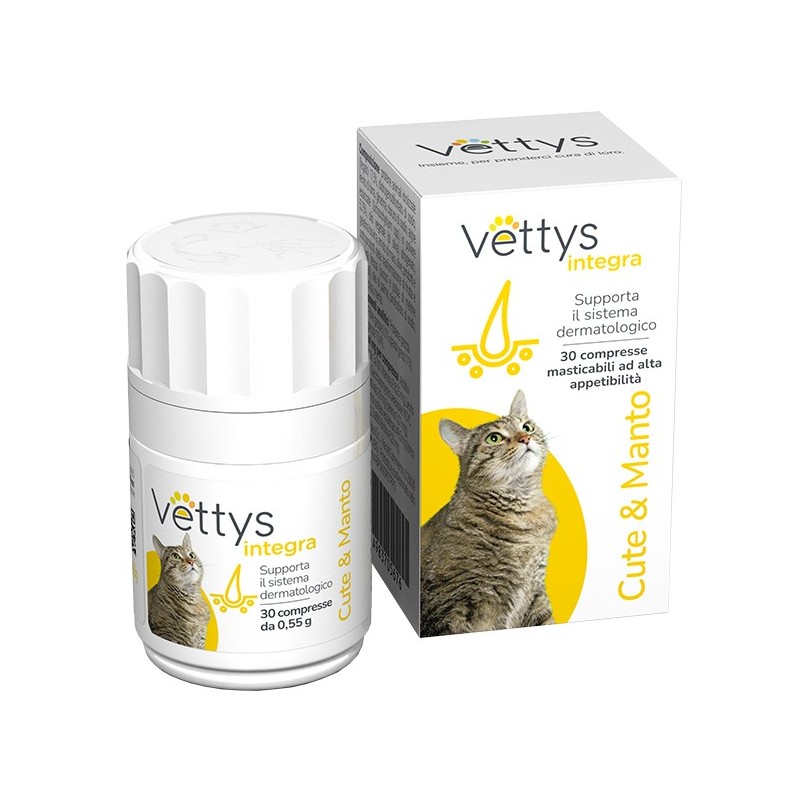 Vettys integra cute&manto gatto 30 compresse masticabili Vettys integra cute&manto gatto 30 compresse masticabili