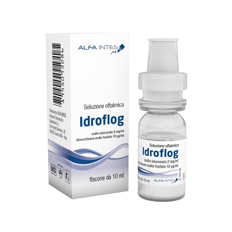 Soluzione oftalmica idroflog acido ialuronato 2 mg/ml e idrocortisone sodio fosfato 10 mcg/ml 10 ml