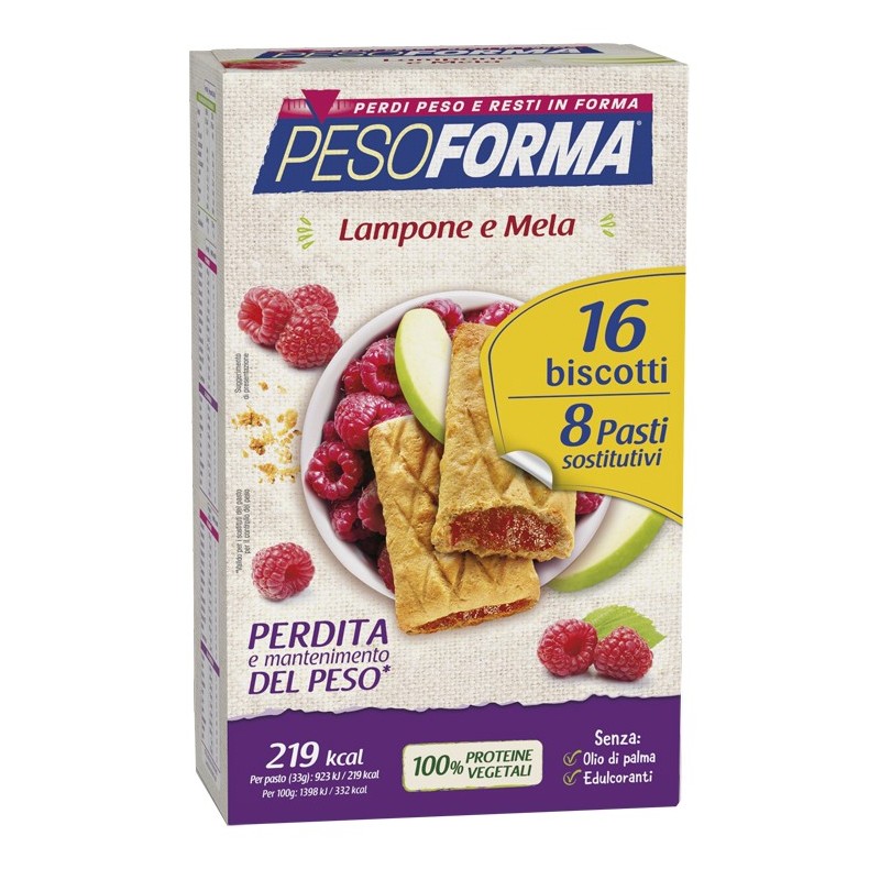 Pesoforma biscotti lampone e mela 16 biscotti x 33g 8 pastisostitutivi
