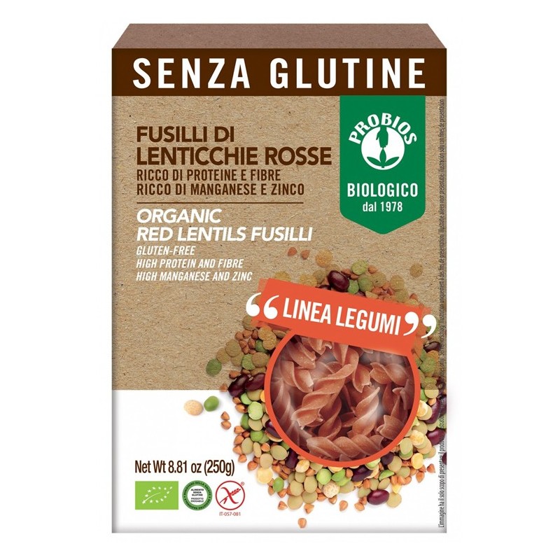 Specialita' 100% legumi fusilli lenticchie rosse 250 g