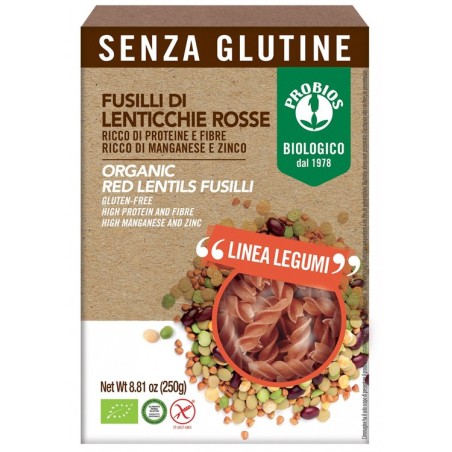 Specialita' 100% legumi fusilli lenticchie rosse 250 g