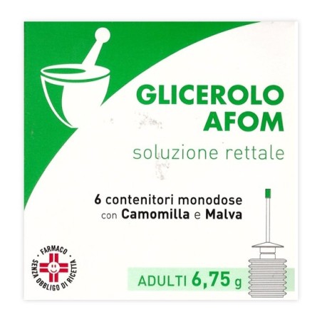 Glicerolo afom ad 6 contenitori monodose 6,75 g soluz rettcon camomilla e malva Glicerolo afom ad 6 contenitori monodose 6,75 g soluz rettcon camomilla e malva